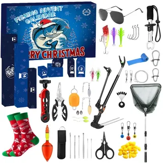 Kottwca Angel Adventskalender 2025, Adventskalender für Männer, 24 Stück Weihnachtskalender, Werkzeug Adventskalender für Angler, Jugendliche, Jungen Und Erwachsene