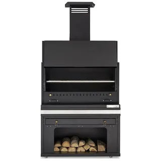 JV moebel Eleganter Grillkamin aus Edelstahl in Schwarz für Garten und Terrasse schwarz