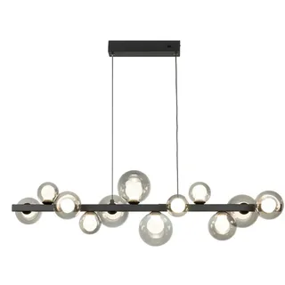 Dieter Knoll Led-Hängeleuchte , Schwarzbraun , Metall, Glas , Uni , länglich , 27x150x95 cm , RoHS, Ce , 3 Helligkeitsstufen, mit Schalter, Farbtemperaturwechsler , Lampen & Leuchten, Innenbeleuchtung, Hängeleuchten, Pendelleuchten