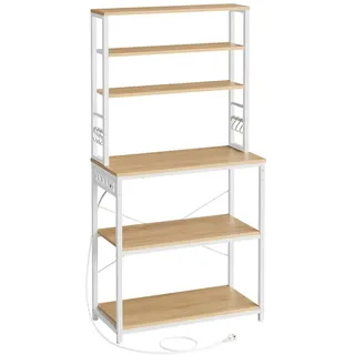 VASAGLE Küchenregal mit Steckdosen 80 x 40 x 167 cm Goldfarben