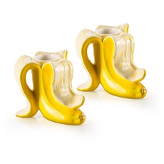 Bild Products Banana Romance Kerzenhalter 2er Set in der Farbe Gelb aus Dolomit Keramik, 7x8,5x7cm, 210735