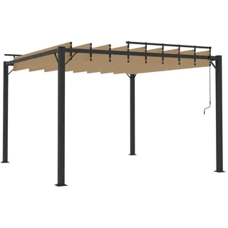 vidaXL Pergola mit Lamellendach 3x3 m Taupe Stoff und Aluminium