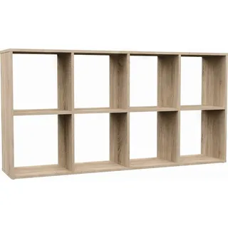3xEliving Bücherschrank 2X4, Bücherregal, Würfelregal, Standregal in Sonoma Eiche (B:147cm x H:75cm T:30cm) - Braun