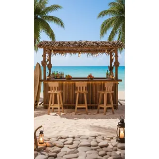 Bequemer Barhocker aus Holz für Garten und Bar mit stabilem Gestell
