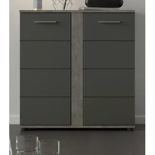 Kommode "Bailey" grau matt und Matera grau Wohn- und Esszimmer Sideboard - Grau