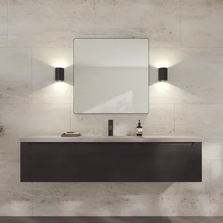 Loevschall Refine Spiegel | Wandspiegel Schwarz mit Rahmen | 80x80 cm | Dekorative Spiegel für Bad, Wohnzimmer, Schlafzimmer & Flur | Minimalistischer & Stilvoller Spiegel aus gebürstetem Messing