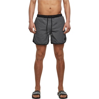 Urban Classics Herren Badehose Retro Swimshorts, Retro Badehose für Männer, mit Kordelzug, black/darkshadow, 3XL