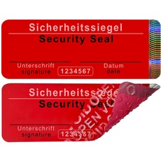 50 Stk - Sicherheits-Siegel mit Seriennummer ohne Rückstände - 70x25mm rot, beschreibbar - Sicherheitssiegel, Sicherheitsetiketten, selbstklebende Siegel, Verschlusssiegel, Security label, Aufkleber