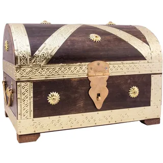 Truhe Piratenkönig aus Holz in braun und gold, die vintage Schatztruhe/Piratentruhe ist das ideale Geschenk (groß)