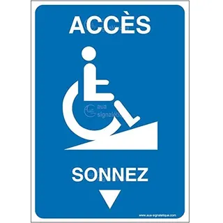 Aua Signaletique - Panneau Accès - Sonnez-Ai - 210X300 Mm, Aluminium Dibond 3 mm