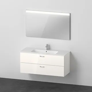 Duravit Xbase, Möbel-Set wandhängend, mit LED-Spiegel, Waschtisch und Waschtischunterschrank, Breite 1200 mm, XB007304545, Farbe: Weiß glänzend