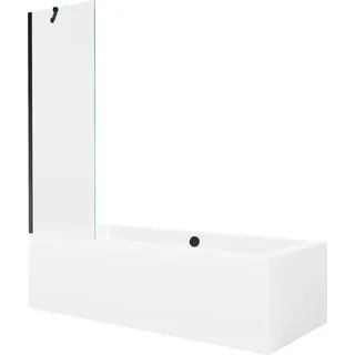Mexen Cube rechteckige Badewanne 180 x 80 cm mit Verkleidung und 1-flügeligem Paravent 60 cm, transparent, schwarz - 550518080X?
