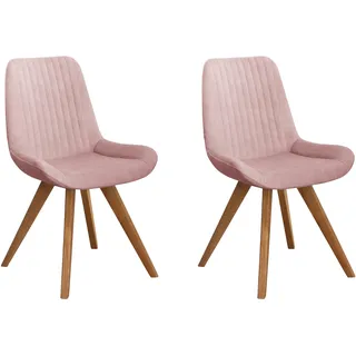Home affaire Schalenstuhl »Bratislava« (Set) 2 Stk.Gestell Eiche massiv geölt, Easy Care-Stoff, rosa