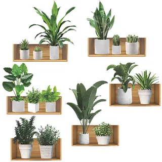 Zfseyuh 3D Wandtattoo Küche Wandaufkleber Grüne Pflanzen Topfpflanzen Wandsticker Selbstklebend PVC Tapeten Wandbilder für Wohnzimmer Schlafzimmer Büro Wanddekoration