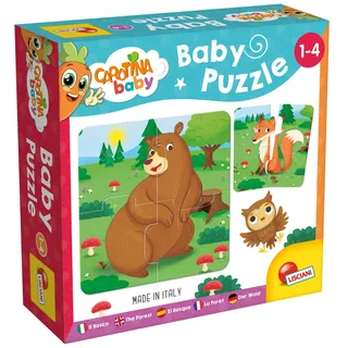 Lisciani - CAROTINA BABY - Baby Puzzle - Der Wald - Puzzle ab 2 Jahren - Montessori Spielzeug 2 Jahren - 6 Lernpuzzles mit Tieren (4 Teile je Puzzle) - Für Kinder