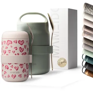 MAMEIDO Thermobehälter für Essen 500 ml, Müslibecher to go Edelstahl, Thermobecher Essen auslaufsicher, Ideal für Joghurt, Porridge, Brei, Suppen & Eis (Wild Love)