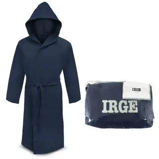 Irge Mikrofaser-Bademantel mit Kapuze und Tasche, Unisex L blau