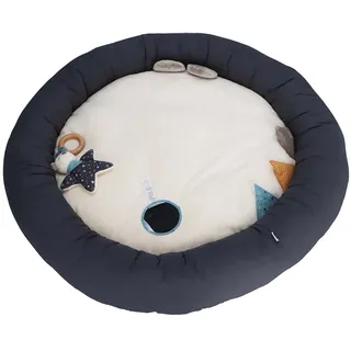 Sterntaler Baby Unisex Krabbeldecke Eisbär Elia rund, 100 cm Durchmesser - Schlafteppich, Spielmatte aus Flauschstoff, Spieldecke mit erhöhtem, gepolsterten Rand- Ecru