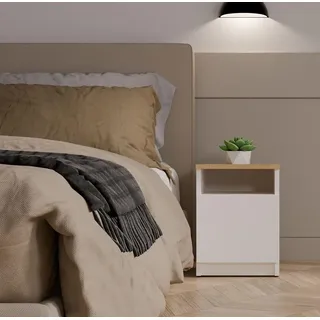 Nachttisch Galax 30 1D Weiss Artisan Kommode 1 Tür Nachttisch Schlafzimmer - Braun