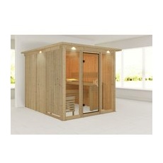 KARIBU Sauna »Nomme«, BxHxT:240,5 x 202 x 248 cm, lichtgrau - beige