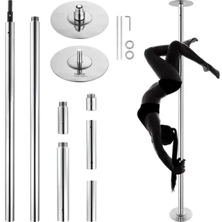 Vevor Professionelle Tanzstange, Pole Dance Tragbare Tanzstange Profi ca. 222,6-282,4 cm Höhenverstellbare Abnehmbare Fitnessstange Fitness Silber...