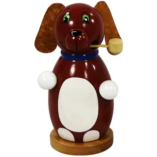 Dekohelden24 Trendige Moderne Holz-Räucherfigur Hund, in braun, ca. 13 cm
