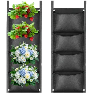 ACTOYS Pflanztaschen Wand, Vertikal 4 Tasche, 64 x 28 cm, für Balkon, Draußen, Garten, Innenhof, Büro, Heimdekoration