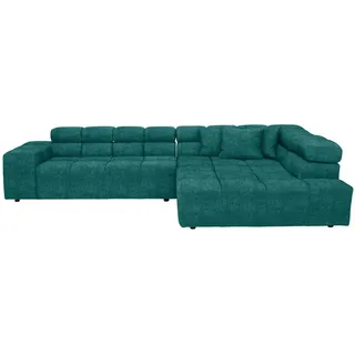 Hom`in Ecksofa , Petrol , Kunststoff , Füllung: Schaumstoff , Ottomane rechts, L-Form , 317x213 cm , Blauer Engel, Goldenes M, Oeko-Tex® Standard 100, DGM-Klimapakt , Typenauswahl, Lederauswahl, Stoffauswahl, Armteilvarianten, seitenverkehrt erhältlich, Hocker erhältlich, Rücken echt , Wohnzimmer, Sofas & Couches, Wohnlandschaften, Ecksofas