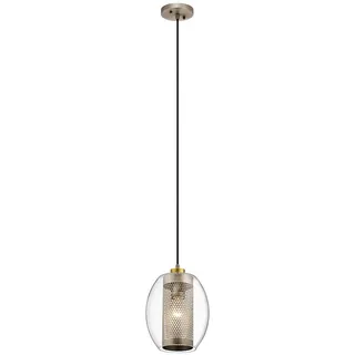 Elstead Lighting Hängeleuchte , Silberfarben , Metall, Glas , 33.6 cm , Grüner Punkt, RoHS , höhenverstellbar , Lampen & Leuchten, Leuchtenserien