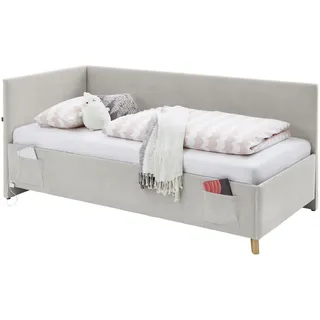 Meise Möbel meise.möbel Kinderbett »COOL II«, Polsterbett wahlweise mit Bettkasten, Jugendbett inkl. USB Anschlüsse, beige