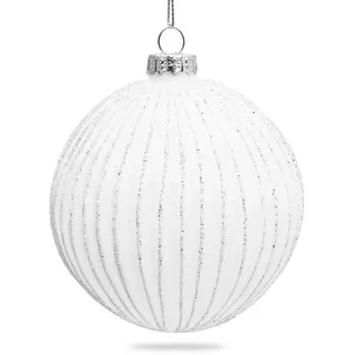 SIKORA Highlights 4er Set ausgefallene Christbaumkugeln besondere Weihnachtskugel Christbaumschmuck aus Glas Weiss 8cm, Farbe | Modell:Modell Helsinki Weiss, Höhe in cm:8 cm