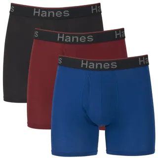 Hanes, Total Support Pouch, Herren-Boxershorts, scheuerfrei, feuchtigkeitsableitend, geruchshemmend, 3er-Pack (Regulär oder langes Bein)., Large