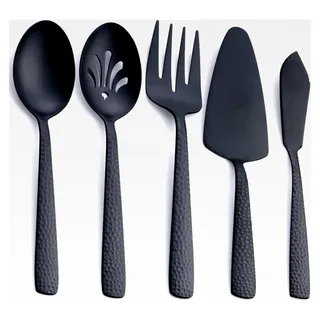 Matt-schwarzes Servierbesteck-Set aus Edelstahl, 5-teilig - Schwarz
