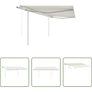 The Living Store Markise Automatisch Einziehbar mit Pfosten 4x3 m Creme - Creme