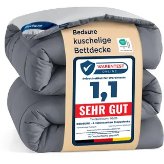 BEDSURE Bettdecke Ohne Bezug 155x220 - Bettdecke 155x220 für Allergiker, Warm & Gemütlich Ganzjahresdecke 300GSM Füllung, Waschbare Duvet für 4 Jahreszeiten, Grau/Hellgrau