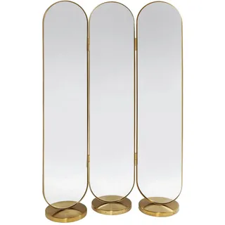Kare-Design Paravent , Goldfarben , Metall, Glas , 106x166x31 cm , Scharniere in beide Richtungen drehbar , Wohnzimmer, Raumteiler, Paravents