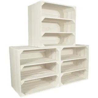 CHICCIE 3 Set Weinregal Wino aus Holz - Weiß 2x Regal Holzkiste