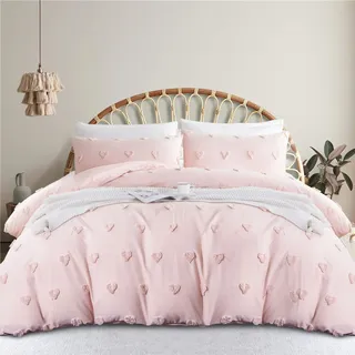 tospass Mikrofaser Rosa Herz 135 x 200 cm + 80 x 80 cm