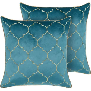 Beliani Dekokissen Alyssum 45 x 45 cm Blau