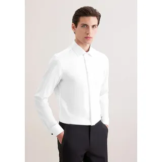 Smokinghemd SEIDENSTICKER "Schwarze Rose", Herren, Gr. S (37), normale Ärmellängen, weiß, 100% Baumwolle, unifarben, slim fit, Doppelmanschette, Hemden Smokinghemd, Gala Uni