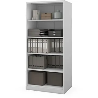 Jan Nowak Metallregal Ordnerregal, Stahl, 5 Ebenen, 90 x 195 x 60 cm | Vier höhenverstellbare Einlegeböden, je 40 kg Tragkraft, geschlossene Rückwand, Schraubmontage, für Büro und Archiv