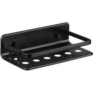 TATAY Duschablage Ohne Bohren Rechteckig Aluminium | Mit Schrauben und Quick Fix Befestigungssystem | Feuchtigkeitsbeständig | Schneller Wasserablauf | 10 x 5,5 x 20 cm – Modell Serenity – Schwarz