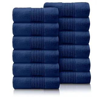 GC GAVENO CAVAILIA 12-teiliges Gesichtshandtuch-Set (30 x 30 cm) – Baumwoll-Waschlappen – schnell trocknend und sehr saugfähig für Fingerkuppen, Waschlappen für Badezimmer, Spa, Fitnessstudio, Blau