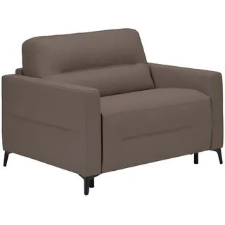Novel Schlafsessel , Schlammfarben , Metall , Echtleder , Rindleder , Uni , 115x89x97 cm , Liegefunktion , Wohnzimmer, Sofas & Couches, Schlafsofas, Schlafsessel