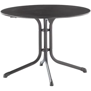 Sieger Gartentisch , Anthrazit, Grau , Holzwerkstoff , rund , Flachrohr , 73 cm , gastro- und objekttauglich, wetterbeständig , Gartenmöbel, Gartentische, Gartentische