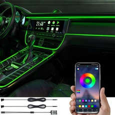 TABEN Auto Umgebungslicht Kit Glasfaser 64 Farben Bluetooth APP-Steuerung DIY 16 Millionen Mehrfarbig Soundaktive Musiksynchronisierung USB Auto Innenraum Atmosphärenbeleuchtung mit Autoladegerät 3 m