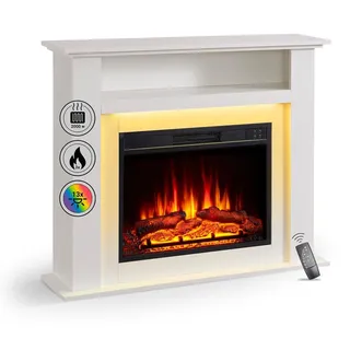 Elektrokamin Standkamin BALDERIA Liora – Heizung bis 2000 W, weiß - Weiß