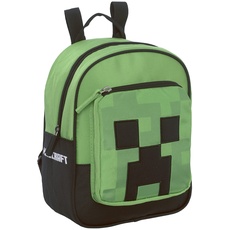 Minecraft - Ideal für Kindergarten und Freizeit, mit gepolsterten und verstellbaren Schultergurten, thermogeformter Rückseite und Boden, Hauptfach und Fronttasche mit Reißverschluss, 33 x 22 x 10 cm,