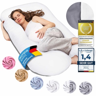 Smoothy XXL Schwangerschaftskissen Seitenschläferkissen, Lagerungskissen, Baby-Kissen & Stillkissen in U-Form mit abnehmbarem & waschbarem Bezug aus 100% Baumwolle (Classic XXL, 150 x 80 cm, Duo)