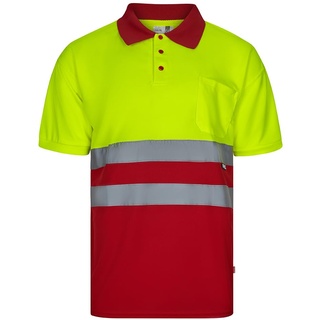 VELILLA 173, zweifarbiges Kurzarm-Poloshirt AV, Rot und Neongelb, Größe XL